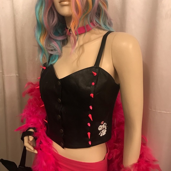 Adorable vintage genuine leather studded kuromi corset and chocker 💖 - Picture 7 of 11